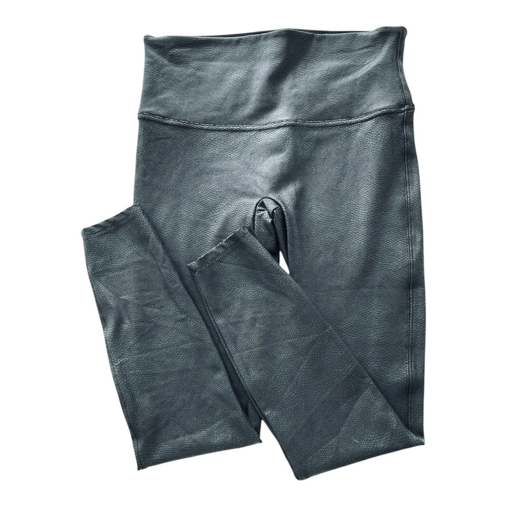 Spanx Faux Leather Leggings Black Shimmer High Rise Sculpting L